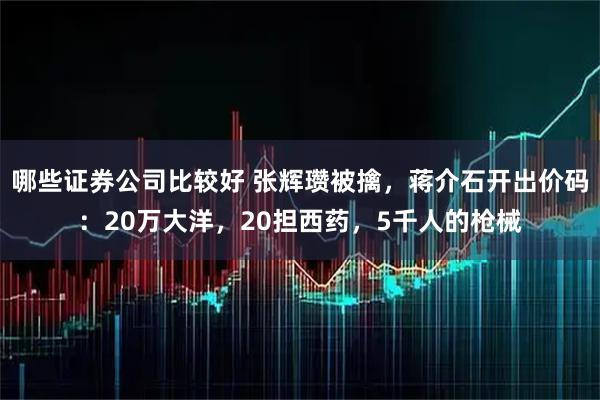 哪些证券公司比较好 张辉瓒被擒，蒋介石开出价码：20万大洋，20担西药，5千人的枪械